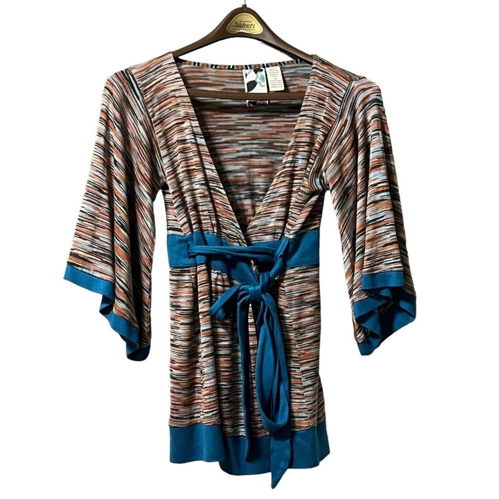 Mimi Chica Women’s Long Sleeve Tie Cardigan Multicolored‎ Wrap Size Medium
